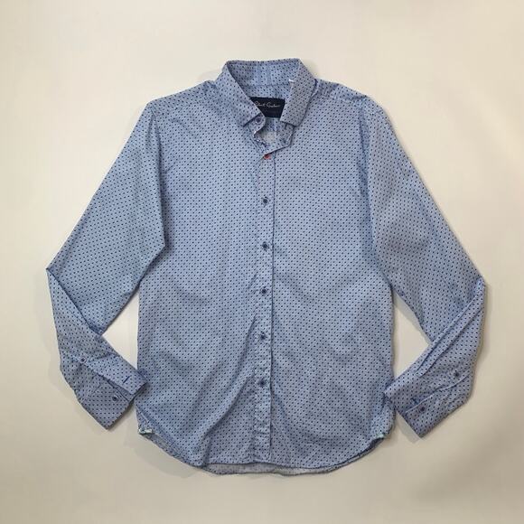Robert Graham Shirt Mens S Small Tailored Fit Pacific Blue Cotton Printed - Picture 2 of 9